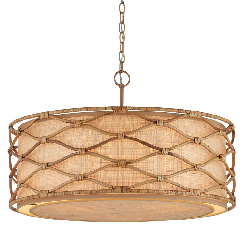 Подвесной светильник  из кованого железа и абажуром из ротанга Wicker Furniture Светло-коричневый  Бежевый в Нижнем Новгороде | Loft Concept 