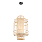 Подвесной светильник из деревянных прутьев с плафоном из натуральной ткани Light Inside the Cell варинант исполнения - 4 | Loft Concept в Нижнем Новгороде