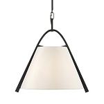 Подвесной светильник в форме конуса с белым тканевым абажуром и чёрным каркасом Stylish Solution варинант исполнения - 1 | Loft Concept в Нижнем Новгороде