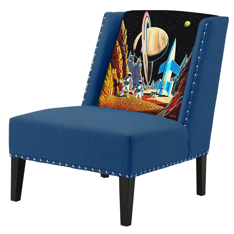 FUN Armchair Retro Futurism Dark blue Дизайнерское кресло с цветным принтом Сапфирово-синий в Нижнем Новгороде | Loft Concept 